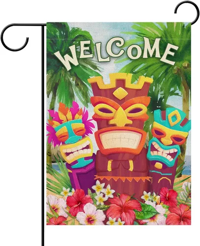 Vista 8 de Hzppyz Bandera de bienvenida de verano con texto en inglés "Dogs Red Truck" para jardín, playa y jardín, de doble cara, para recolección náutica