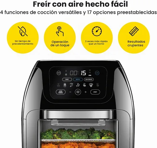Vista 3 de CHEFMAN Freidora de aire multifuncional 10L+Freidora de aire dual 4.5QT Asador Deshidratador Horno de convección