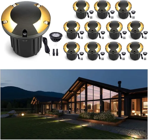 Vista 12 de Gardenreet - Luz de pozo en tierra - Latón 12V IP65 Iluminación de paisaje al aire libre, luz de torreta de bajo voltaje LED en grado, bronce