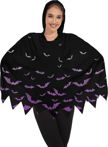 Vista 3 de TMSD Disfraz divertido de poncho de fantasma de esqueleto de Halloween para mujer