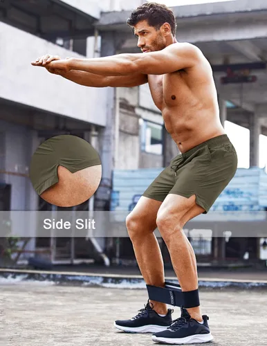 Vista 3 de COOFANDY Pantalones cortos deportivos para correr para hombre de 5 pulgadas, paquete de 2 pantalones cortos de entrenamiento para gimnasio