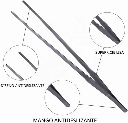 Vista 2 de Pinzas de acuario de mango extralargo para servir, pinzas de alimentación, paquete de 2 pinzas rectas y curvas de acero inoxidable para peceras