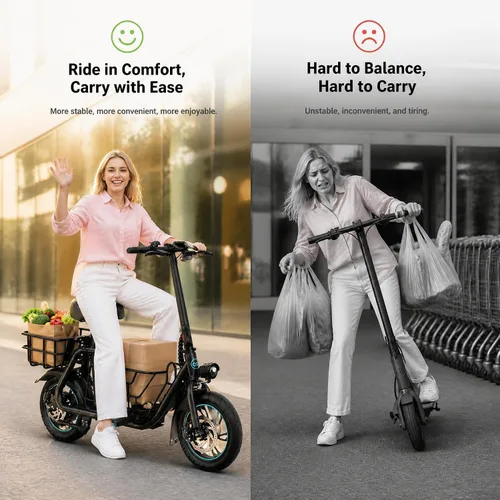 Vista 3 de URBANMAX C1S Scooter eléctrico sentado, 550 W, 18.6 MPH, 20 millas Negro