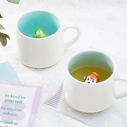 Vista 5 de Taza de cerámica de Narval con animal 3D oculto en el interior, taza de 12 oz con figura de dibujos animados hecha a mano, linda taza sorpresa