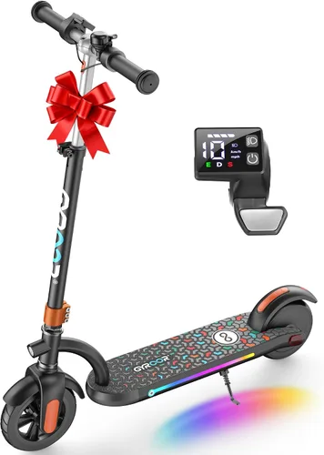 Vista 7 de Gyroor H40 Kids Electric Scooter, 180W Motor, Up to 10 MPH, LED Display & Colorful Lights, Adjustable Height, for Boys & Girls Ages 8-12, Great Azul