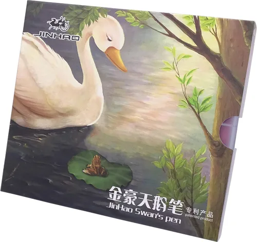 Vista 8 de Juego de 12 piezas de plumas estilográficas Jinhao Swan Fude de punta curvada (de fino a ancho) color transparente con estuche desechable