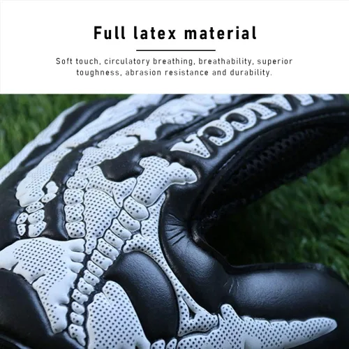Vista 5 de Guantes de portero de fútbol para jóvenes adultos, talla 7-10, guantes de portería de fútbol con protección de dedos, palma de látex y pulsera