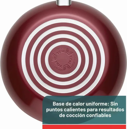 Vista 4 de T-fal Essentials - Juego de ollas y sartenes antiadherentes, 10 piezas, color rojo