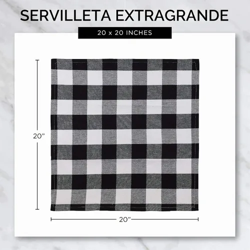 Vista 8 de DII Orchard Plaid Collection - Artículos esenciales de mesa de lino, juego de servilletas, 20x20, gris pardo/rojo, 6 piezas