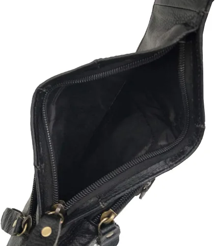 Vista 7 de Mochila estilo bandolera de piel para hombres y mujeres, bandolera de hombro, al pecho, mochila de uso diario para viajes, al aire libre