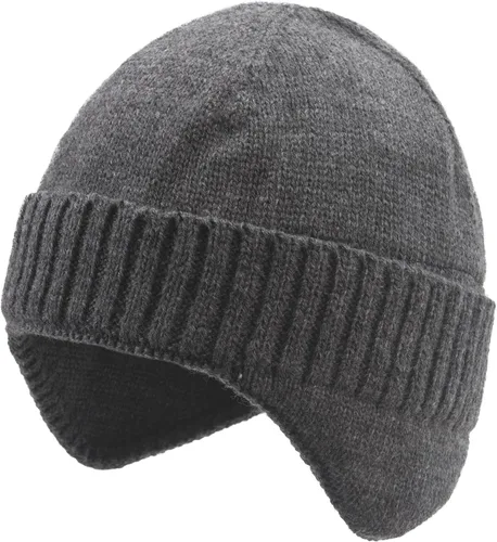 Vista 3 de Muryobao Gorro de punto con puños, cálido invierno con forro polar para hombre, gorro de acrílico suave