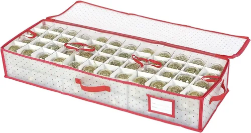 Vista 9 de Sattiyrch Caja de almacenamiento para adornos navideños de plástico con cierre con cremallera - Almacena hasta 64 adornos navideños estándar de 3