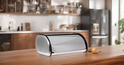 Vista 5 de HOME IT - Panera de acero inoxidable para encimera de cocina, tapa superior