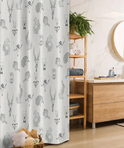 Vista 130 de Ambesonne Decor Collection, juego de cortina con ganchos para regadera Amarillo y marrón
