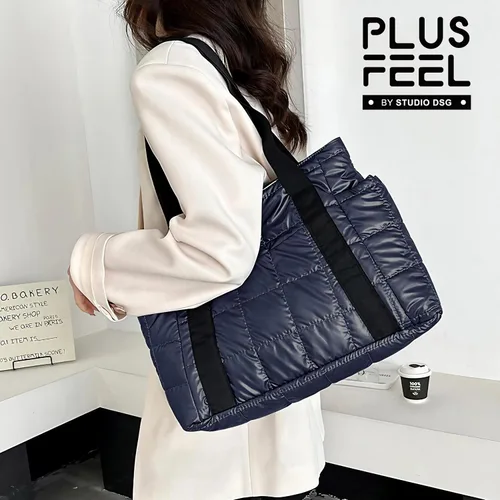 Vista 3 de Bolsa de mano acolchada para mujer, bolsa de hombro acolchada, grande, de algodón, suave y acolchada