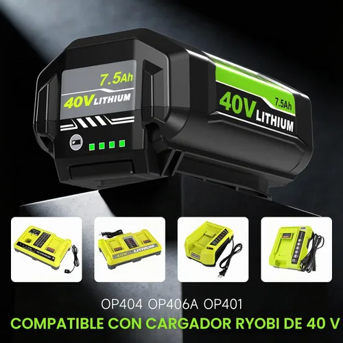 Vista 4 de Paquete de 1 repuesto actualizado a 7.5Ah para batería Ryobi de 40 V