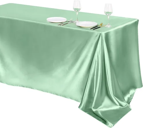 Vista 26 de TURSTIN Paquete de 4 manteles de satén negro de 102 x 58 pulgadas, mantel rectangular de seda brillante, tela suave, decoración de mesa para bodas