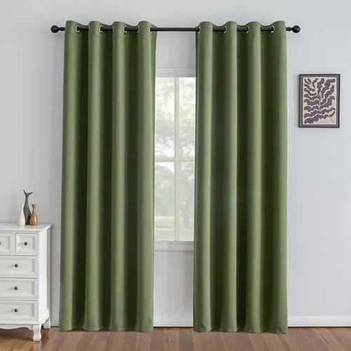 Vista 77 de IGEMAEVE Cortinas opacas para dormitorio con ojales, beige, 52 pulgadas