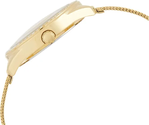 Vista 3 de GUESS Reloj analógico de cuarzo clásico para mujer con correa de acero inoxidable W1142L2 dorado pulsera Oro Pulsera