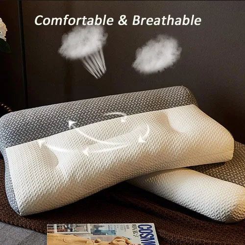 Vista 5 de Sohobloo - Almohada de cuello ergonómica de plumón de ganso para cuello, almohadas nimecales, almohadas para el cuello, aumenta el sueño