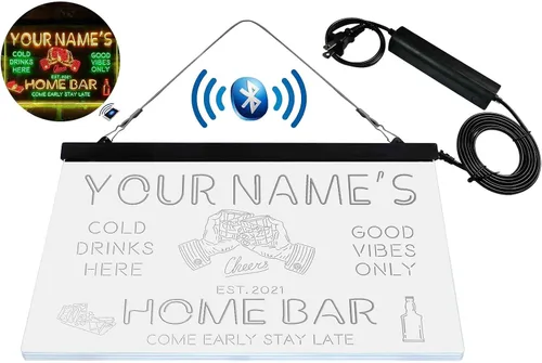 Vista 8 de Letrero de luz de neón LED tricolor de cristal de whisky personalizado para bar en casa, nombre personalizado, fecha, texto, cita, fuente verde