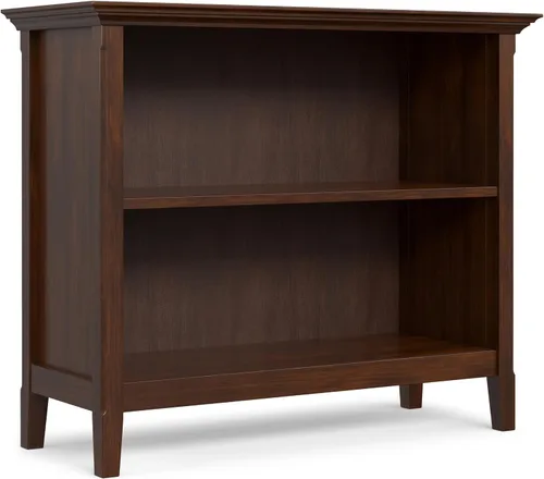 Vista 29 de SIMPLIHOME Amherst - Librero de 70 pulgadas de alto con 5 estantes de madera maciza en color marrón rústico, almacenamiento transicional para sala