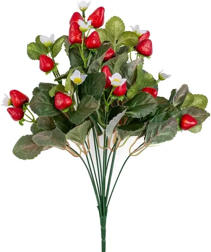 Vista 4 de Factory Direct Craft Arbusto de fresa artificial - Fresas de primavera y verano Plantas florales y decoración del hogar Fruta falsa