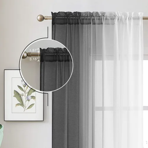 Vista 3 de July Joy Ombre - Cortinas de lino sintético semitransparente para habitación y sala de estar, 2 tonos reversibles, privacidad y filtro de luz