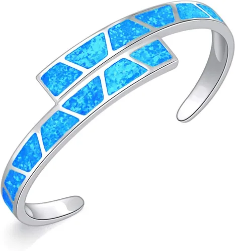 Vista 18 de CiNily Pulsera de ópalo para mujer, chapada en oro, hipoalergénica, con piedras preciosas abiertas