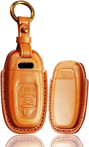 Vista 15 de ontto Funda de cuero para llave de entrada sin llave con protección completa, compatible con Audi A4 Q7 Q5 TT A3 A6 negro (tipo A)