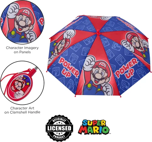 Vista 3 de Nintendo Kids Umbrella And Slicker, Super Mario Boys Rain Wear Set, For Ages 4-7