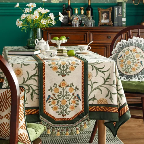 Vista 8 de patdrea Camino de mesa de terciopelo francés estilo granja para decoración del hogar, cocina, comedor, fiestas, cenas familiares, boda 12"*63