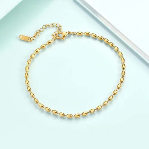 Vista 3 de Rnivida Tobillera chapada en oro para mujer, pulsera de tobillo de acero inoxidable 316L, cadena ajustable