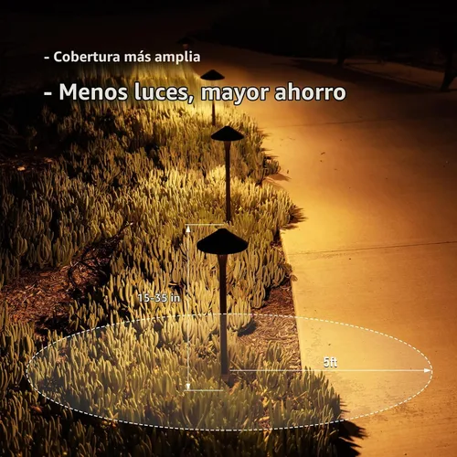 Vista 5 de LEONLITE Update 5CCT Luces de Sendero de Bajo Voltaje, Luces LED para Sendero de Paisajismo, 1800/2700/3000/4000/5000K, Cabezal de Cono Plano