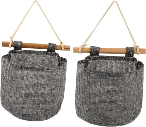 Vista 9 de DOITOOL 2 cajas de almacenamiento decorativas para colgar en la pared, organizador de bolsillos para colgar para niños, organizador