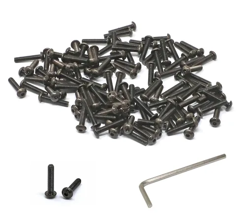 Vista 51 de iexcell 100 piezas de rosca M2.0.197 x 0.157 in paso de 0.018 in de acero aleado 10.9 grado hexagonal cabeza botón cabeza tornillo tornillo kit