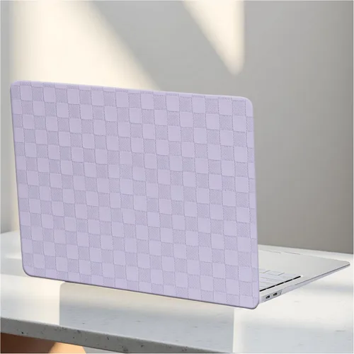 Vista 32 de Funda compatible con MacBook Air de 13 pulgadas (versión 2010-2017). Modelos: A1466 / A1369, funda rígida de piel crema texturizada a cuadros, sin