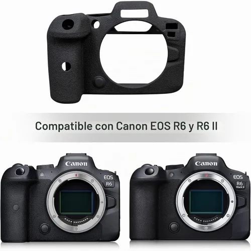Vista 3 de MUZIRI KINOKOO EOS R6/R6 II - Funda protectora compatible con cámara Canon EOS R6/EOS R6 II/EOS R6 Mark II, funda de silicona suave para cámara
