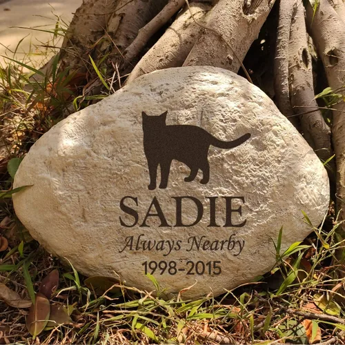 Vista 2 de Piedra conmemorativa personalizada para mascotas de resina impermeable, marcadores de piedra personalizados para mascotas, regalo de recuerdo