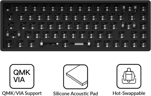 Vista 3 de Keychron K6 Pro Teclado mecánico inalámbrico personalizado versión barebone, macro programable QMKVIA, marco de aluminio de 65% intercambiable