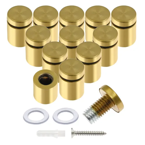 Vista 24 de Luomorgo 12 piezas tornillos separadores de acero inoxidable de 1" x 1", herrajes de montaje para letreros de pared, separadores de vidrio