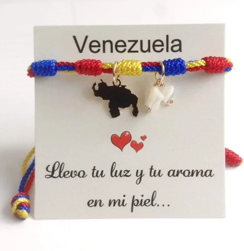 Vista 7 de Venezuela Tricolor Pulsera Mapa Estrellas Colgantes Vinotinto Regalos