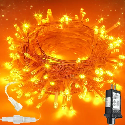 Vista 23 de Guirnalda de 100 luces LED conectables para interiores y exteriores, luces de Navidad blancas cálidas de 33 pies, impermeables, 13 modos