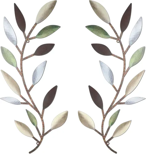 Vista 13 de Zhengmy 2 piezas de metal hoja de árbol decoración de pared de hoja de olivo vid hoja de olivo arte de pared sala de estar, decoración de pared