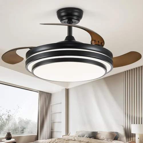Vista 12 de FIDGRA Ventilador de Techo Fandelier de 42 Pulgadas con Luz, Ventilador de Techo Retráctil con Luces para Dormitorio, Sala de Estar, Comedor