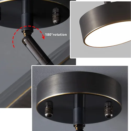 Vista 3 de Moderna lámpara de techo semiempotrada LED redonda de casa de campo, lámpara de techo negro mate para pasillo, comedor, cocina, entrada, vestíbulo