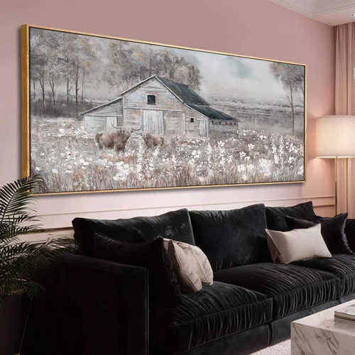 Vista 12 de SDYA Lienzo decorativo de paisaje para pared, impresiones fotográficas de animales, blanco y marrón, decoración para colgar en la pared, 24 x 48