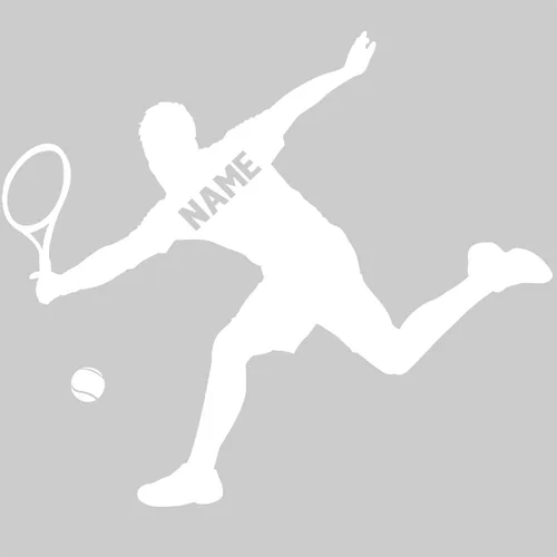 Vista 6 de VWAQ Calcomanía de pared de jugador de tenis personalizada, calcomanía de pared deportiva con nombre personalizado para habitación de niños, CS24