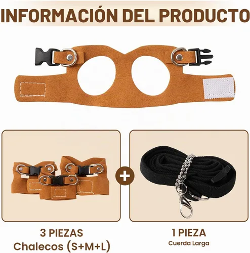 Vista 6 de Arnés y correa para ratas, 3 unidades, chaleco para caminar de animales pequeños, correa de cuerda de tracción ajustable para ardilla, jerbo, rata