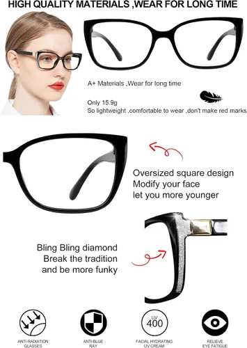 Vista 4 de OCCI CHIARI Gafas de lectura con bloqueo de luz azul para mujer Negro